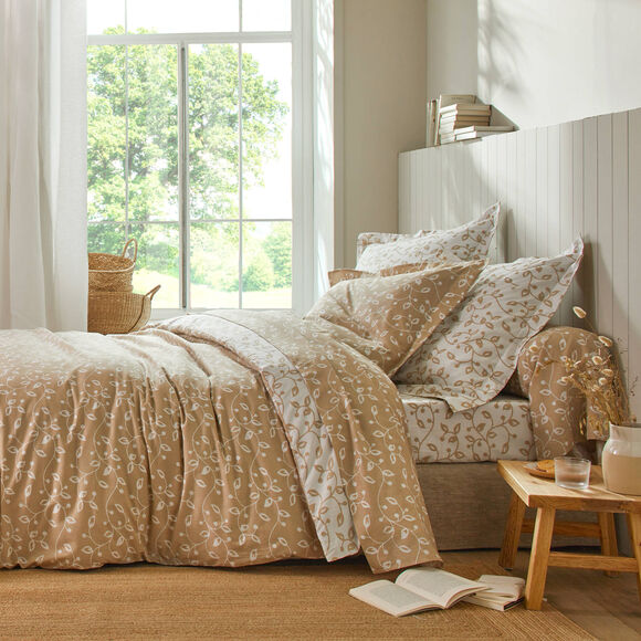 Linge de lit Héritage en coton à motifs volutes (blanc / beige) Linge de lit Héritage en coton à motifs volutes (blanc / beige)